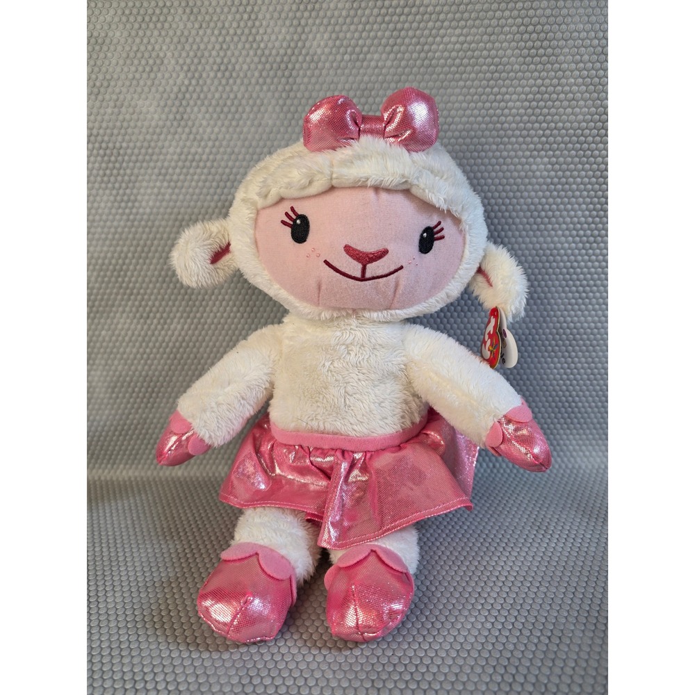 Ty Beanie Buddies Disney Doc McStuffins Lambie Plush White Pink Lamb Tutu Bow